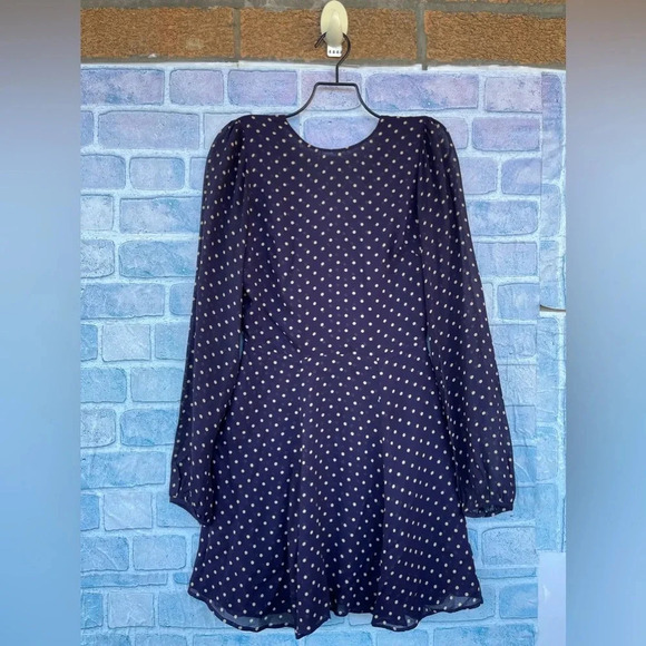 REFORMATION Viscose POLKA DOT Print V-BACK Balloon Sleeve WESTWOOD MINI Dress 0 - Picture 2 of 13